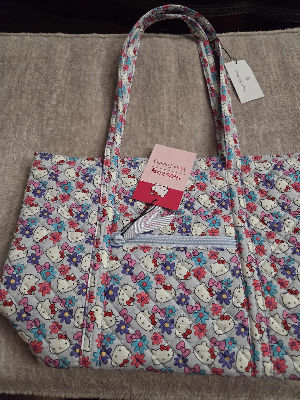 Vera Bradley Hello Kitty Floral Quilted Tote Bag in White